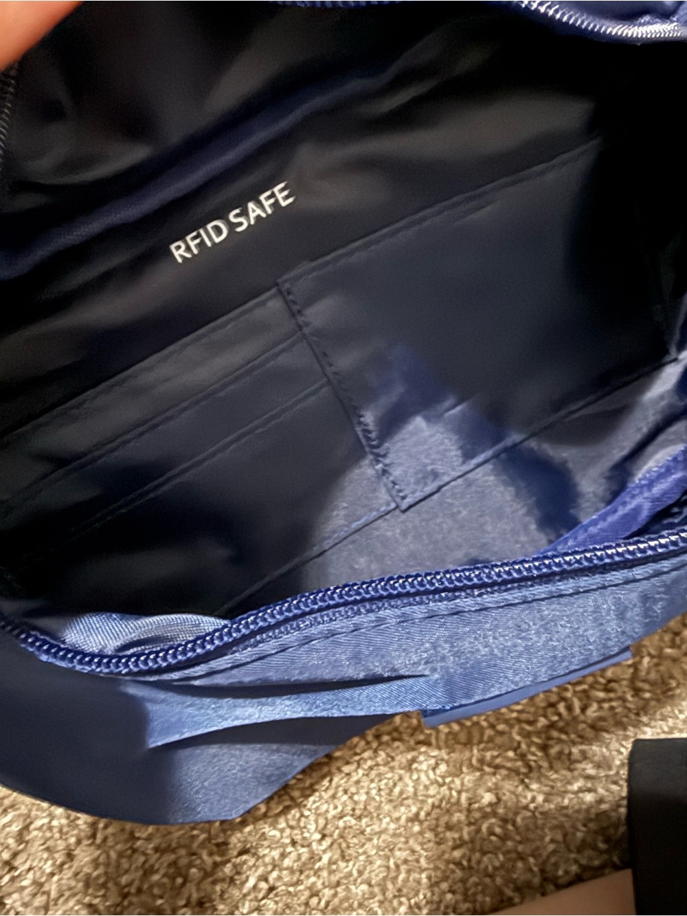 The Foldie Navy Travel Fanny Pack - Compact Hands-Free Waist Bag - Picture 2 of 5